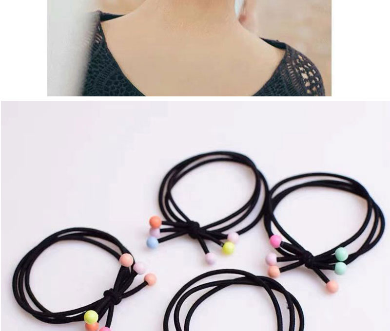Fashion Black Multi-layered Rubber Bands With Colorful Beads,Hair Ring