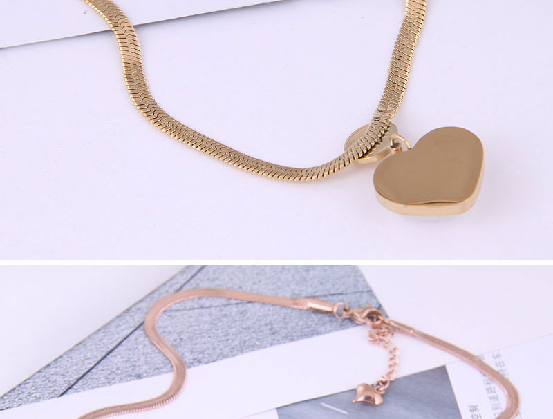 Fashion Gold Titanium Steel Peach Heart Pearl Necklace,Necklaces