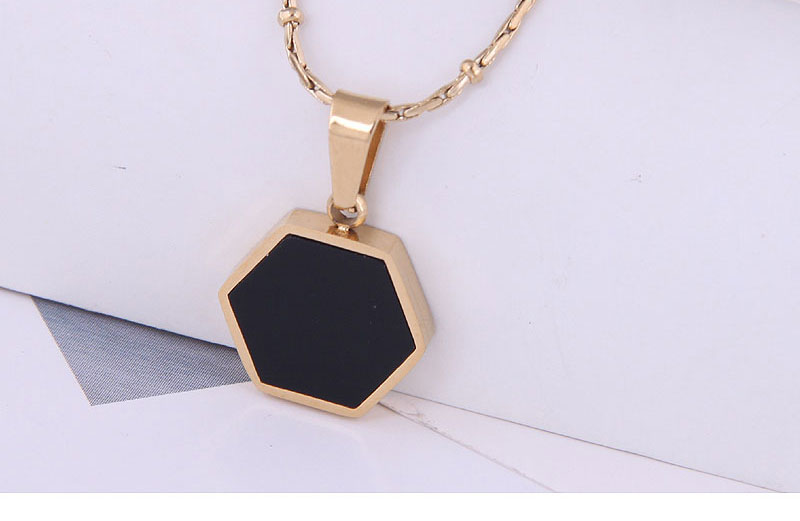 Fashion White-gold Titanium Steel Geometric Polygon Necklace,Necklaces