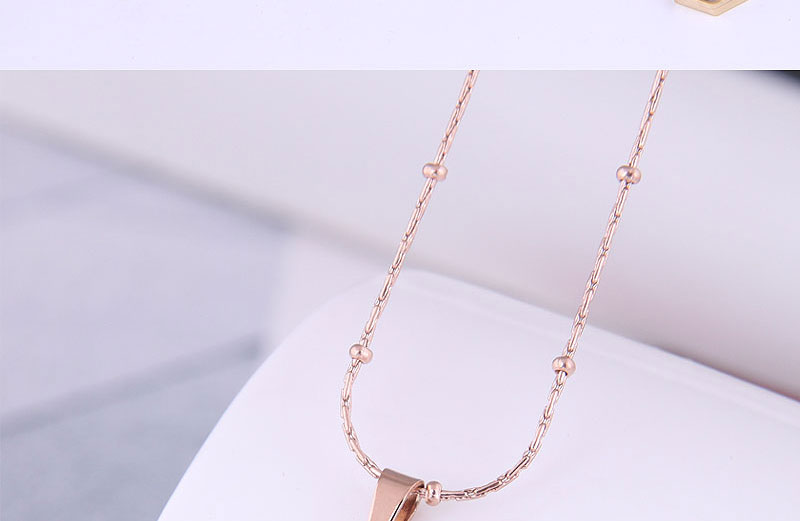 Fashion Black-rose Gold Titanium Steel Geometric Polygon Necklace,Necklaces