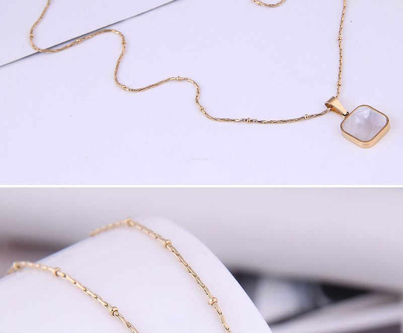 Fashion White-gold Titanium Steel Square Necklace,Necklaces