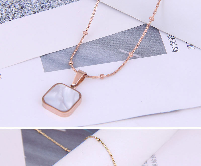 Fashion White-gold Titanium Steel Square Necklace,Necklaces