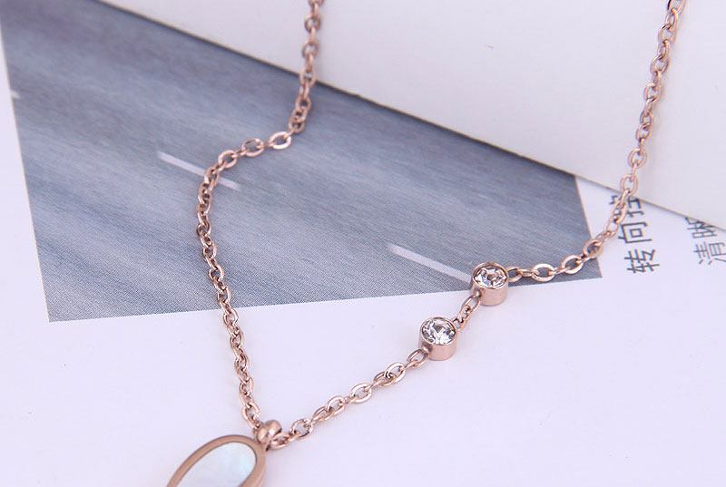 Fashion Gold Titanium Steel Diamond Heart Necklace,Necklaces