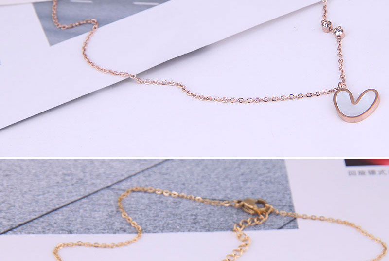 Fashion Rose Gold Titanium Steel Diamond Heart Necklace,Necklaces