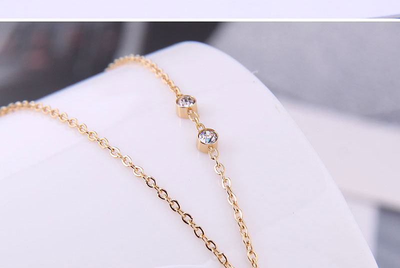 Fashion Gold Titanium Steel Diamond Heart Necklace,Necklaces