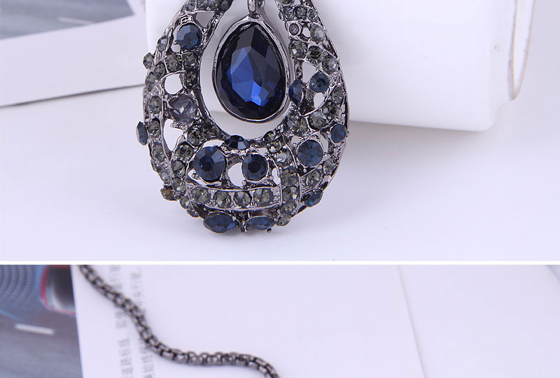 Fashion Silver Metal Diamond Drop Necklace,Pendants