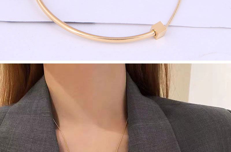 Fashion Gold Titanium Steel Geometric Word Necklace,Necklaces