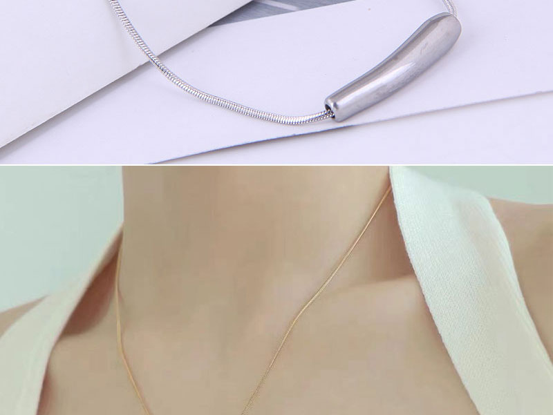 Fashion Silver Titanium Steel Geometric Necklace,Necklaces