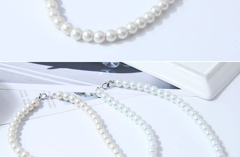 Fashion White Geometric Pearl Beaded Necklace,Beaded Necklaces