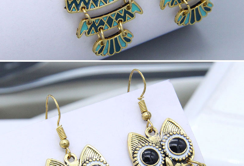 Fashion Black Alloy Contrast Owl Earrings,Drop Earrings