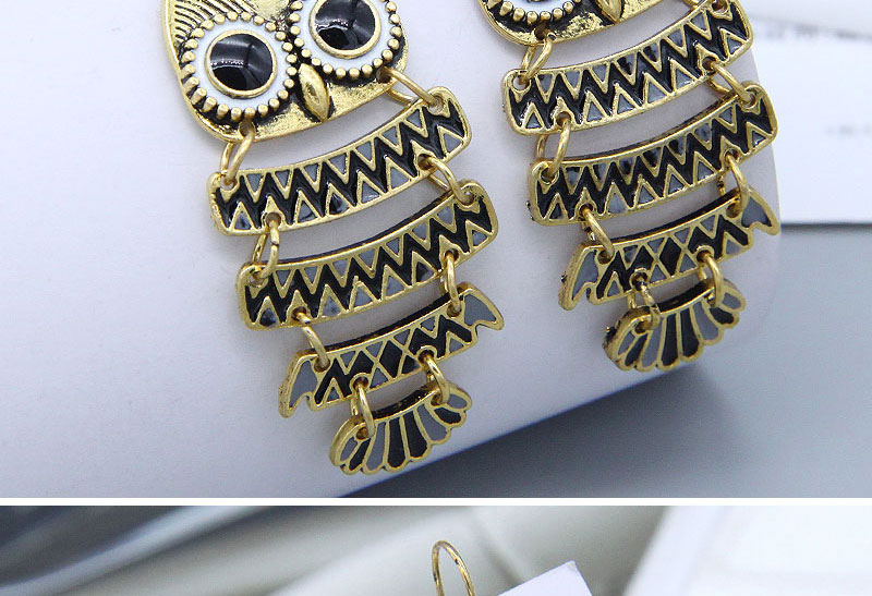 Fashion Color Alloy Contrast Owl Earrings,Drop Earrings