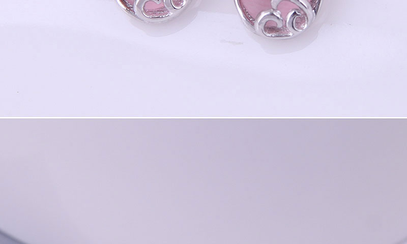 Fashion Pink Pure Copper Geometric Oval Cat Eye Stud Earrings,Stud Earrings