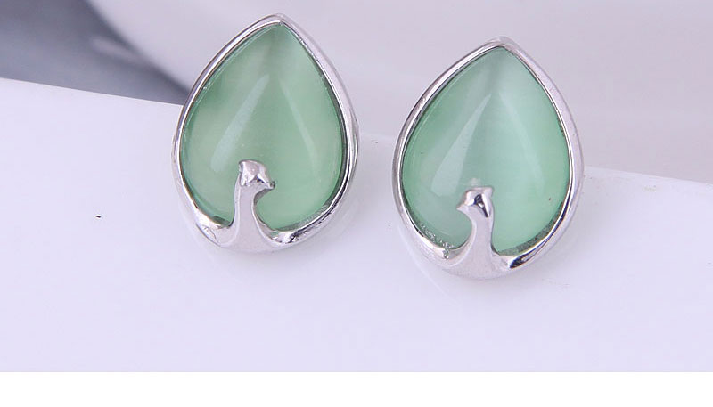 Fashion Green Pure Copper Water Drop Cat Eye Earrings,Stud Earrings