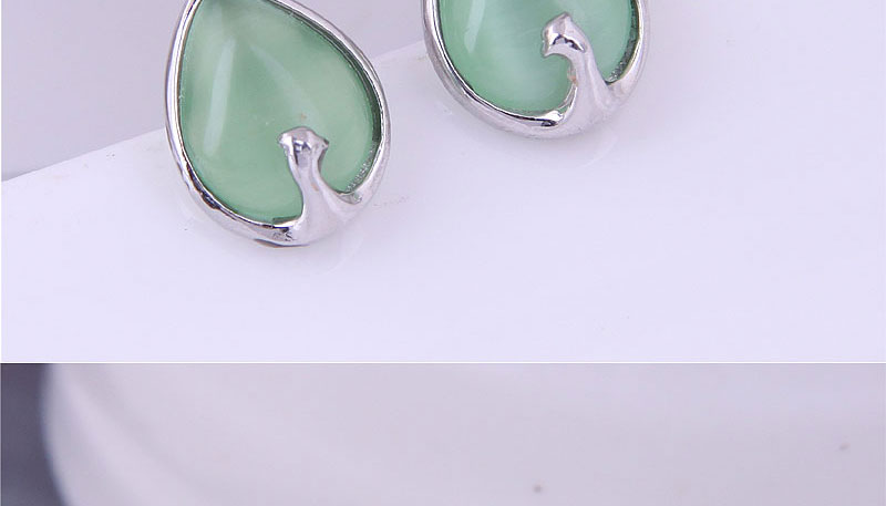 Fashion Green Pure Copper Water Drop Cat Eye Earrings,Stud Earrings