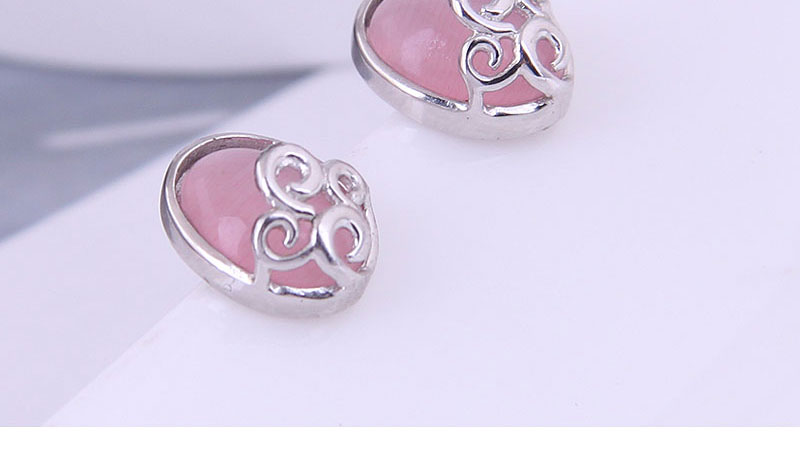 Fashion Pink Pure Copper Oval Cat Eye Stud Earrings,Stud Earrings