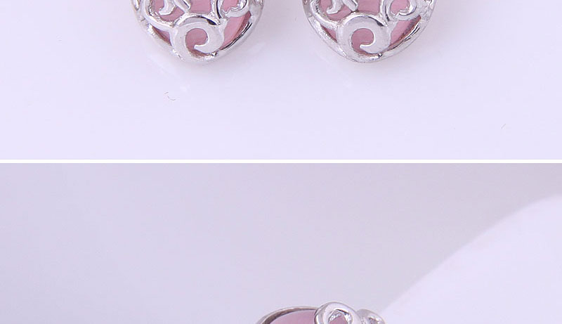 Fashion White Pure Copper Oval Cat Eye Stud Earrings,Stud Earrings
