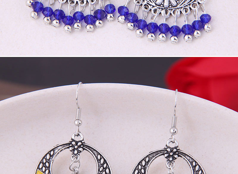 Fashion Color Alloy Geometric Fringe Cutout Drop Earrings,Drop Earrings