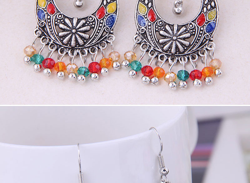 Fashion Color Alloy Geometric Fringe Cutout Drop Earrings,Drop Earrings
