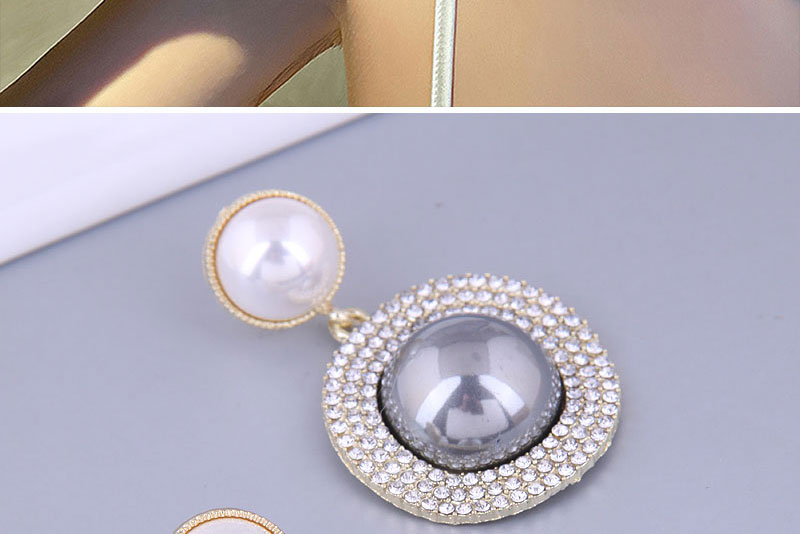 Fashion Gold Alloy Diamond Pearl Round Stud Earrings,Stud Earrings