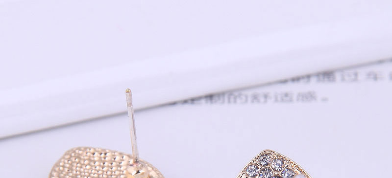 Fashion Gold Alloy Diamond And Pearl Triangle Stud Earrings,Stud Earrings