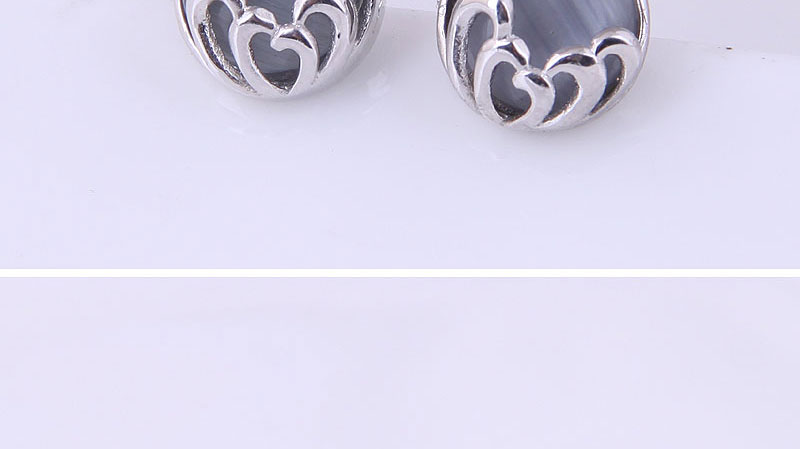 Fashion Grey Pure Copper Round Cat Eye Earrings,Earrings