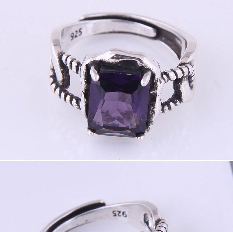 Fashion Purple Brass Diamond Geometric Open Ring,Rings