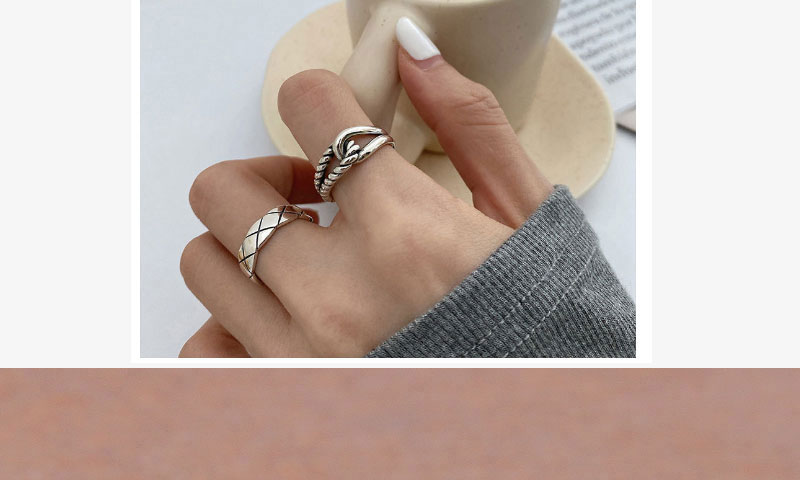 Fashion Silver Solid Copper Knotted Open Ring,Rings