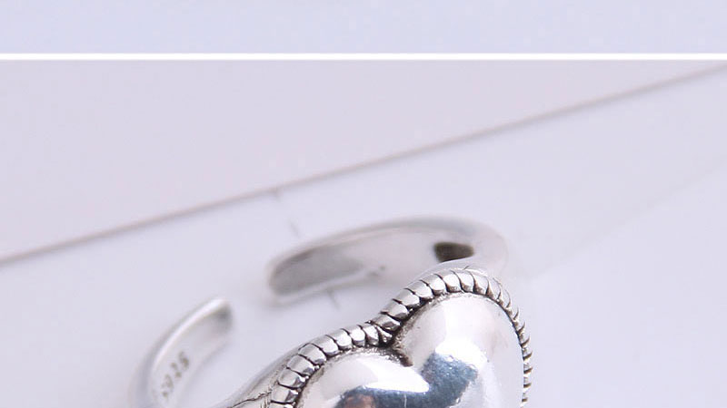 Fashion Silver Solid Copper Peach Heart Open Ring,Rings