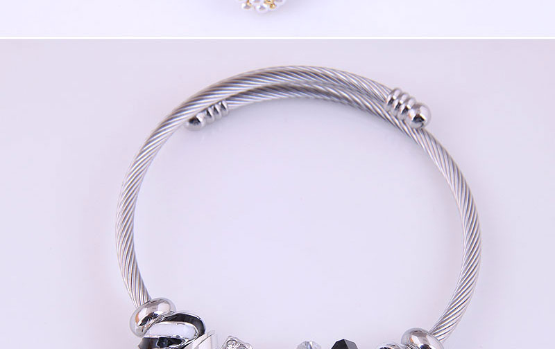 Fashion Black Metal Ball Pearl Heart Geometric Bracelet,Bracelets