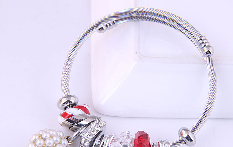 Fashion Red Metal Ball Pearl Heart Geometric Bracelet,Bracelets