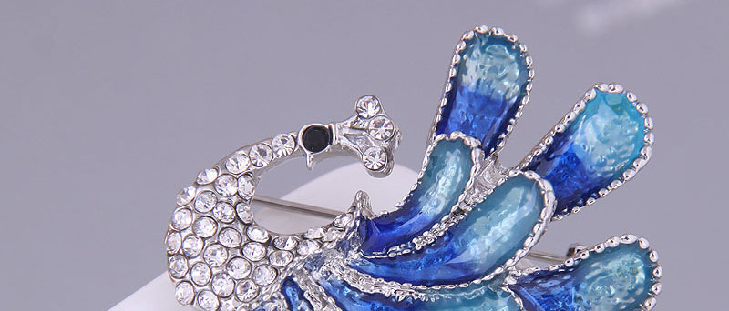 Fashion Blue Alloy Inlaid Piercing Sparrow Brooch,Korean Brooches