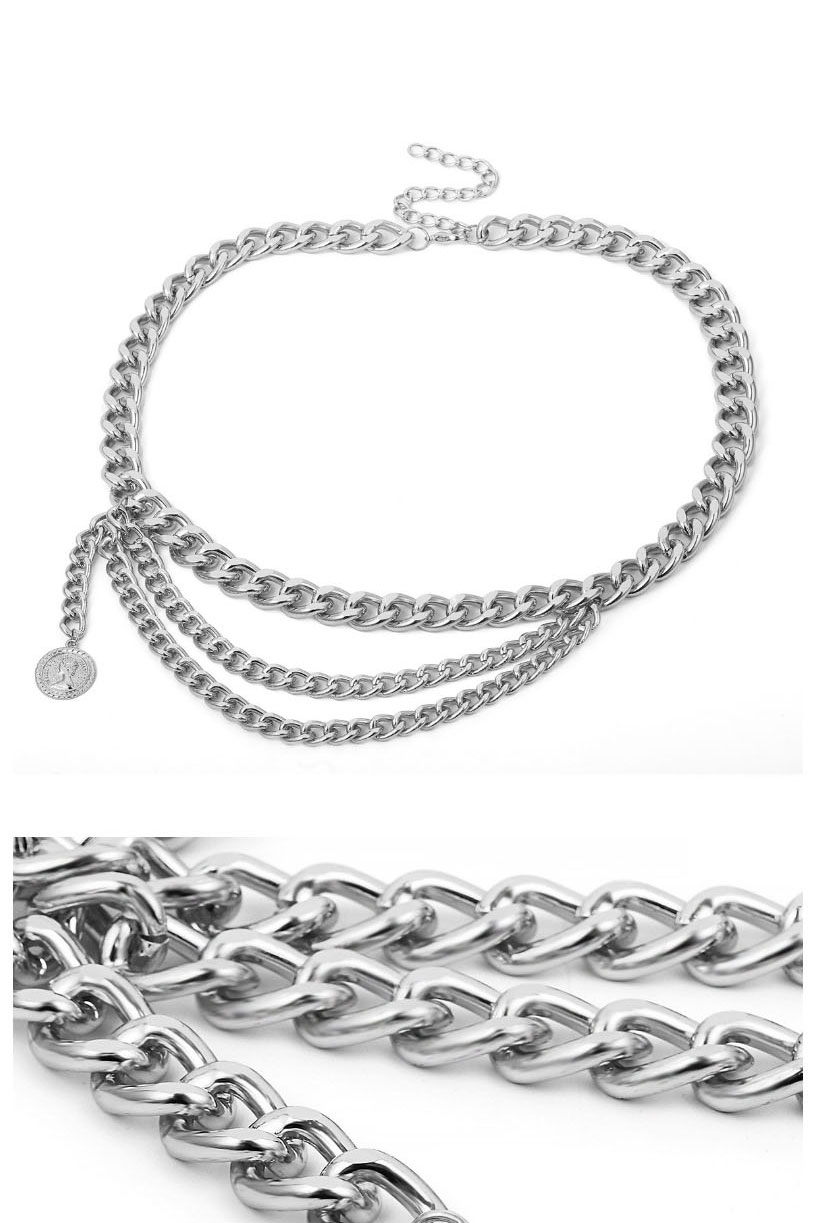Fashion 130cm White K0405 Alloy Geometric Chain Fringe Waist Chain,Waist Chain