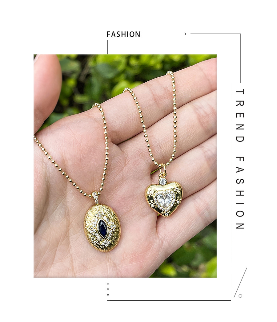 Fashion Gold Bronze Zirconium Heart Pendant Necklace,Necklaces