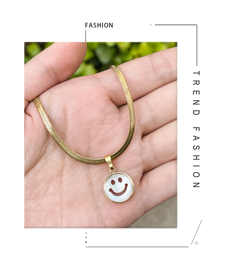 Fashion Gold Titanium Smiley Shell Necklace,Necklaces