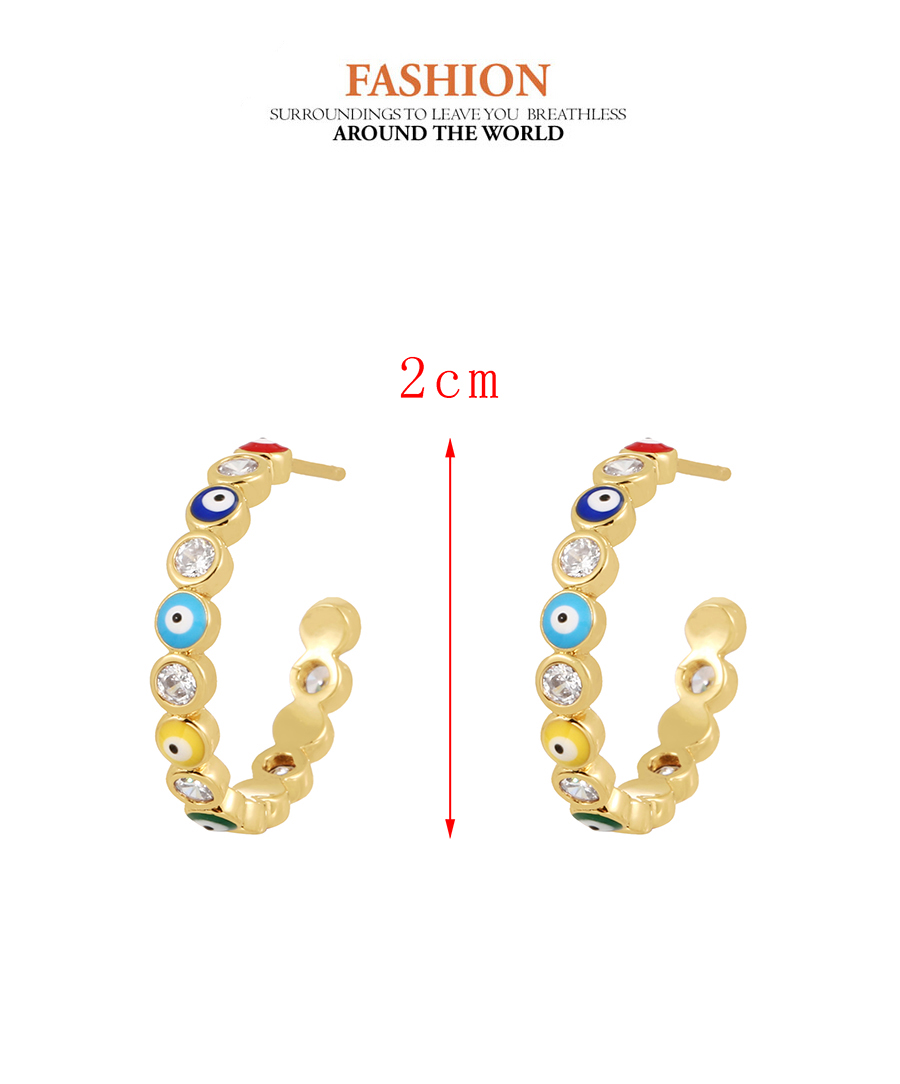 Fashion Color Bronze Zirconium Eye C Shape Stud Earrings,Earrings