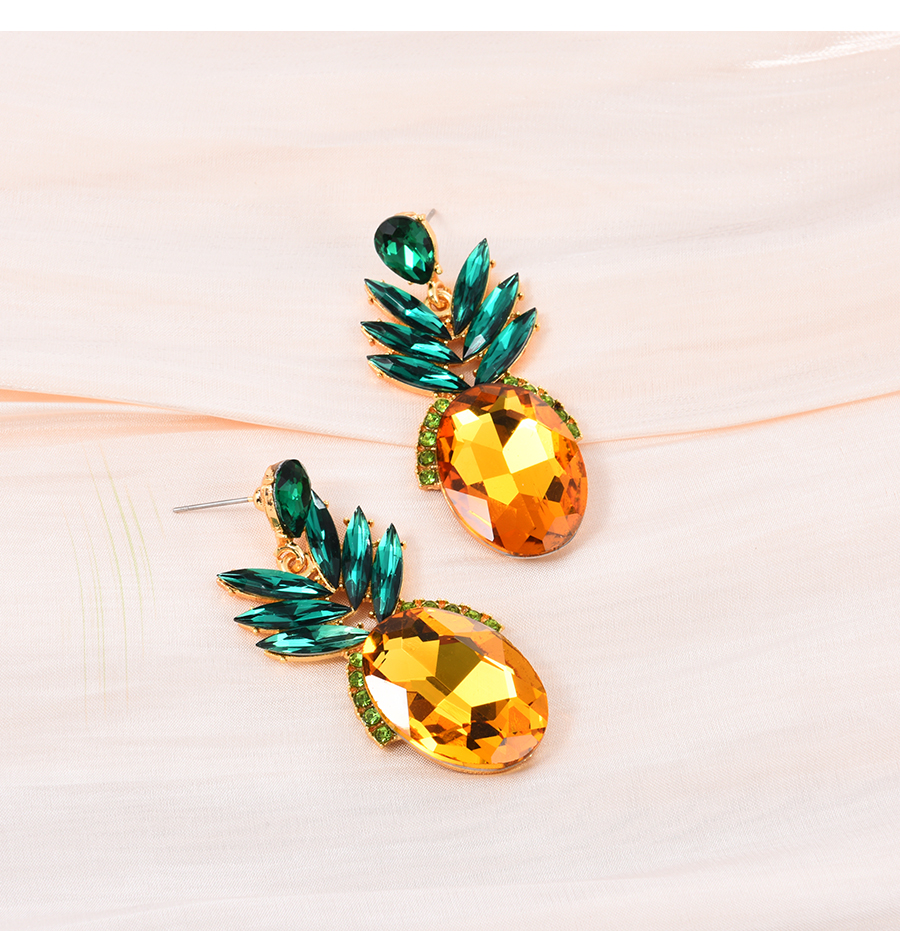Fashion Color Alloy Diamond Pineapple Pendant Stud Earrings,Stud Earrings