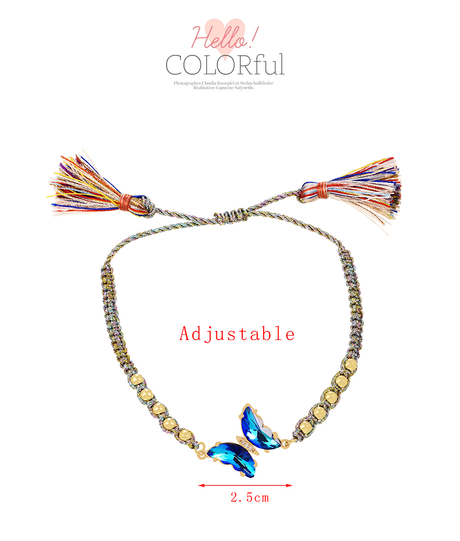 Fashion Ab Color Alloy Diamond Butterfly Copper Bead Braided Bracelet,Fashion Bracelets