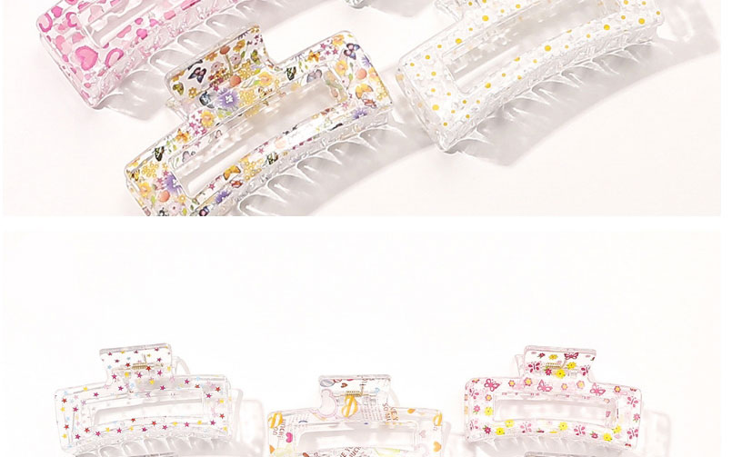 Fashion Butterfly Flower Plastic Printed Square Gripper,Hair Claws
