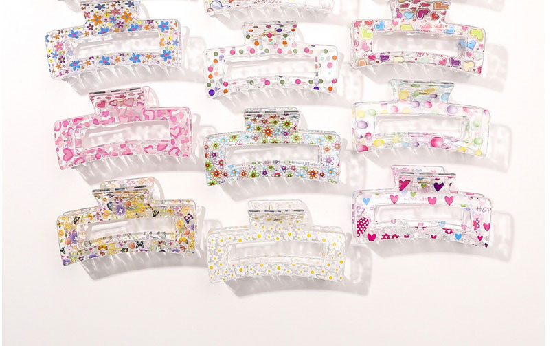 Fashion Butterfly Flower Plastic Printed Square Gripper,Hair Claws