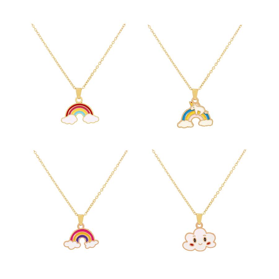 Fashion White Alloy Drop Oil Rainbow Pendant Necklace,Pendants