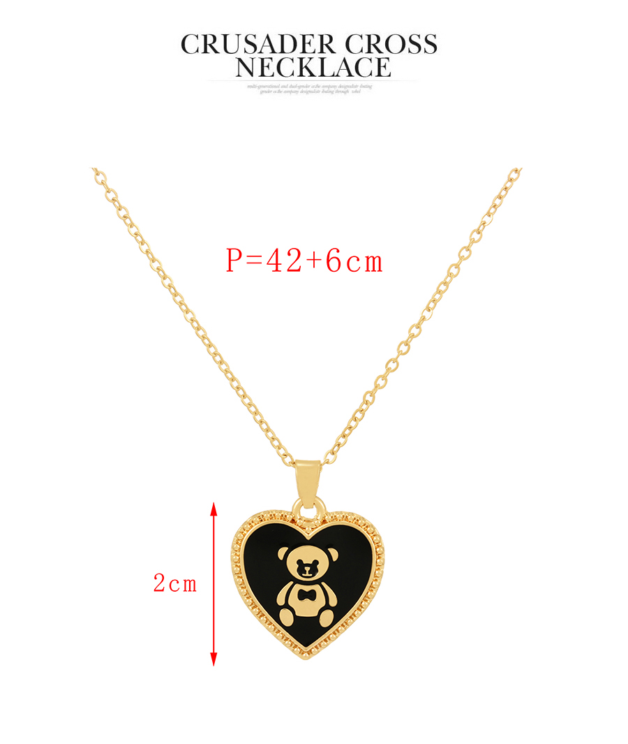 Fashion Black Alloy Drip Oil Love Bear Pendant Necklace,Pendants