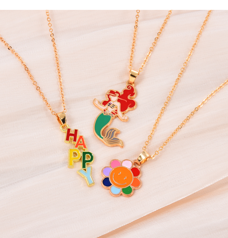 Fashion Color-3 Alloy Drop Oil Letter Pendant Necklace,Pendants