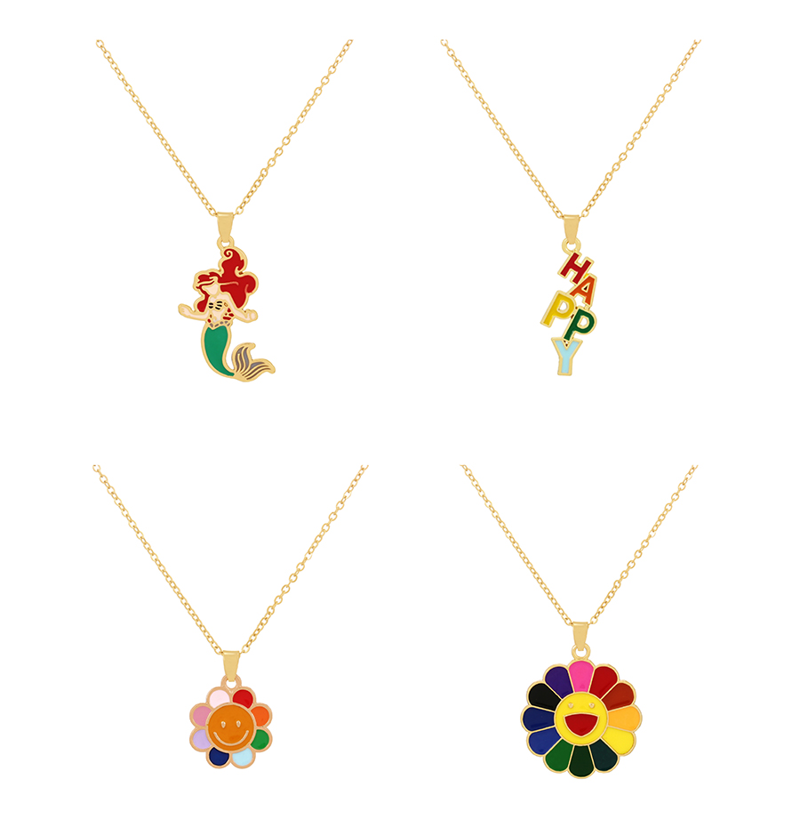 Fashion Color-4 Alloy Drip Oil Small Flower Pendant Necklace,Pendants
