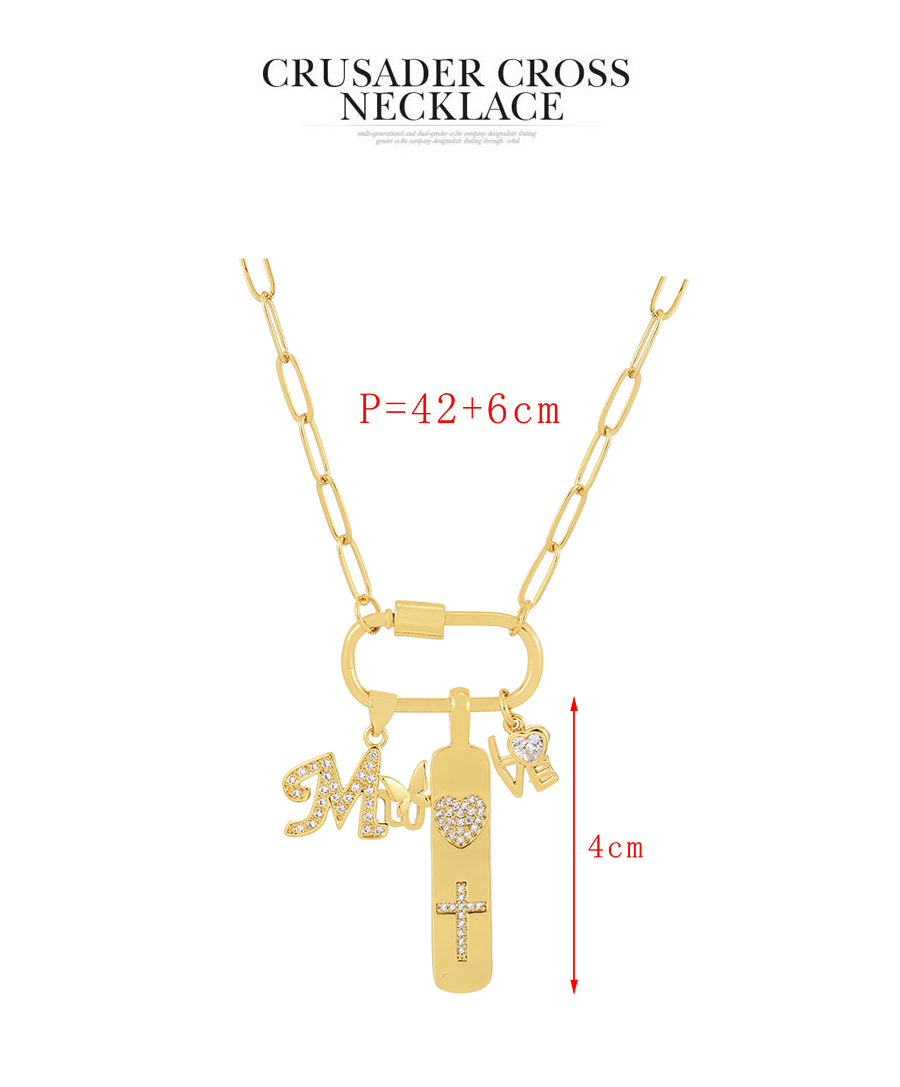 Fashion Gold-2 Copper Inlaid Zircon Letter Heart Girl Smiley Necklace,Necklaces