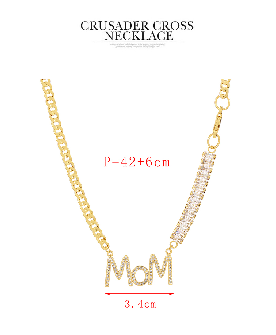 Fashion Gold Bronze Zircon Alphabet Necklace,Necklaces