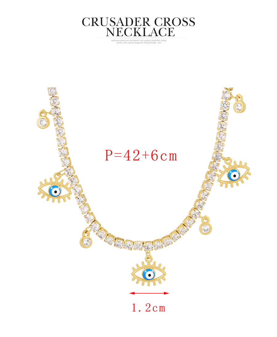 Fashion White Bronze Zircon Drop Oil Eye Pendant Necklace,Necklaces