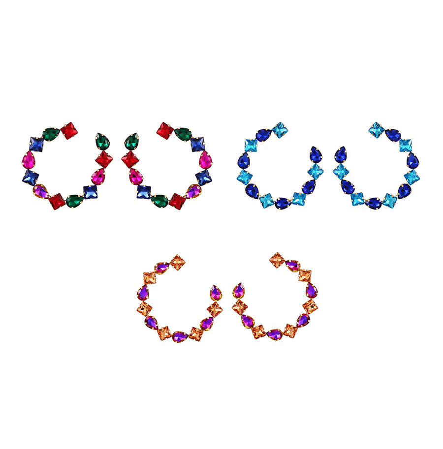 Fashion Color-2 Alloy Diamond Geometric Stud Earrings,Stud Earrings