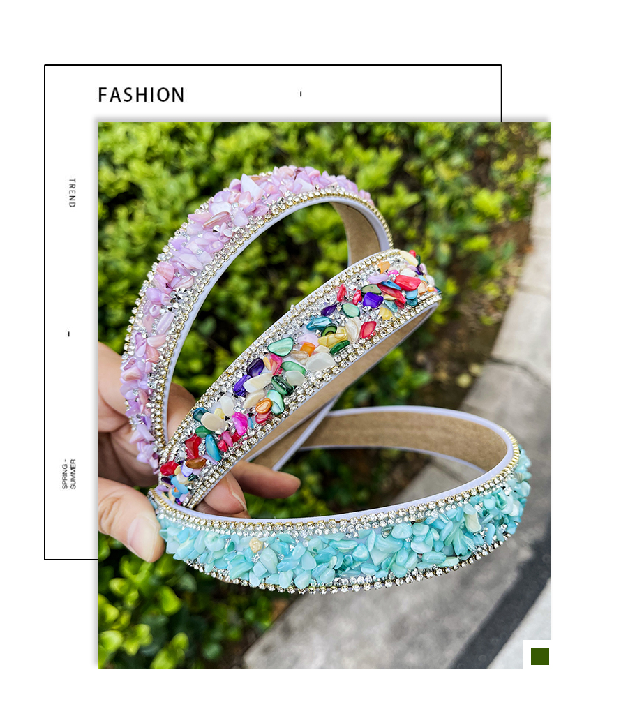 Fashion Khaki Fabric Diamond Irregular Natural Stone Headband,Head Band