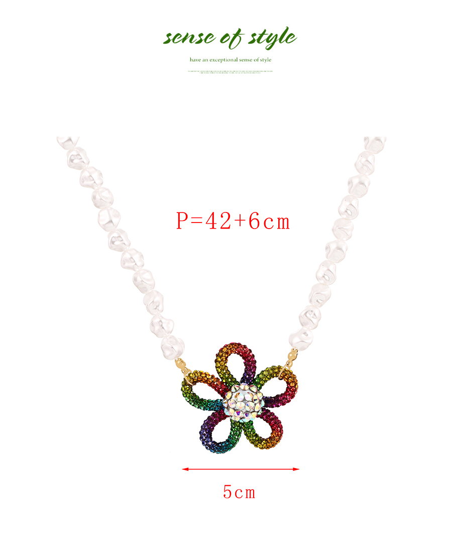 Fashion Color Alloy Diamond Flower Pearl Necklace,Pendants