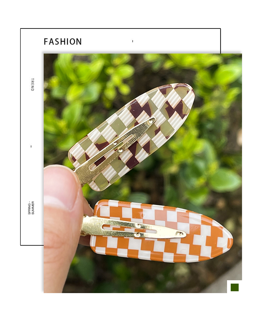 Fashion Color Alloy Resin Houndstooth Hair Clip,Hairpins